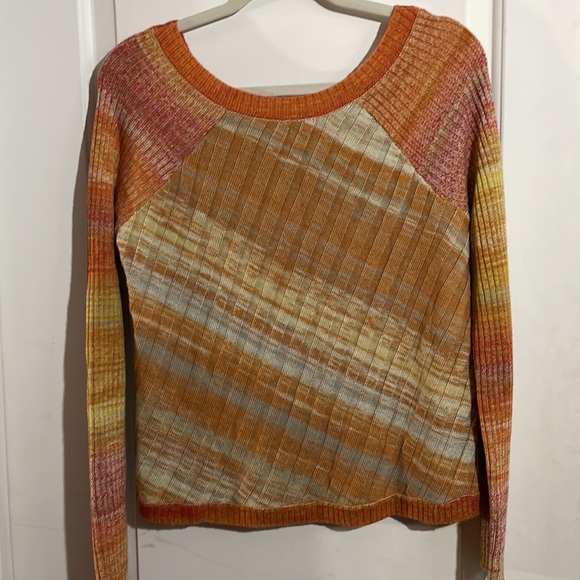 Free People Orange Ombré Ribbed Scoop Neck Sweater - Picture 6 of 6